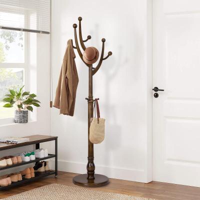 Lucky Monet "Rubberwood Freestanding Coat Rack, Entryway Coat Tree with Hooks - 74""H x 16.5""Dia"