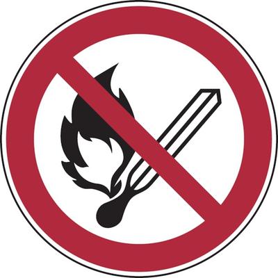 Verbotsschild, Feuer, offenes Licht und Rauchen verboten P003 - ASR A1.3 (DIN EN ISO 7010) - 20 mm Folie selbstklebend