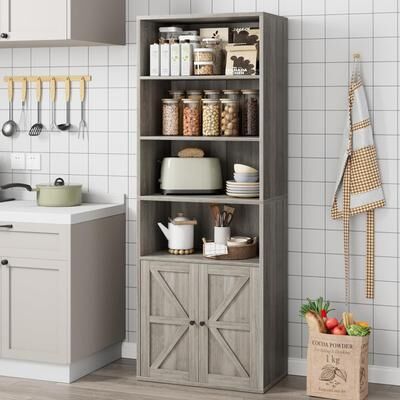Garvee "71.4"" Large Industrial Bookcase with Doors"