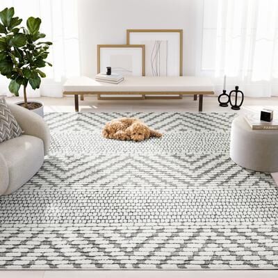 Abani Rugs Nomad Collection NOM150A Zig Zag Cream Grey Area Rug