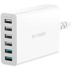 BlitzWolf BW-S15 (60 W, 6 Ports), USB Ladegerät, Silber, Weiss