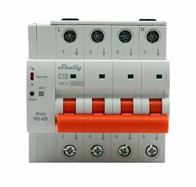Shelly Smarter Leitungsschutzschalter Pro 4CB C16 4-polig 16A Fernsteuerung LAN WLAN Bluetooth