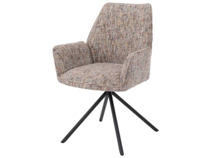 Mendler Esszimmerstuhl HWC-G67 - Gestell schwarz, bunt Küchenstuhl, drehbar, Auto-Position, Metall, Chenille (410g/m²)