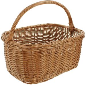 Frank-Flechtwaren Einkaufskorb 109077 Eckig, braun, geflochten aus Vollweide, 48 Liter
