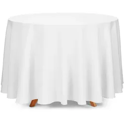 Tischdecke, weiß, Ø 300 cm, Polyester, rund, Stoff
