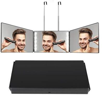 Uplift Picks 360 View LED 3 Way Haircut Mirror Trifold Self Grooming Mirror black No Led