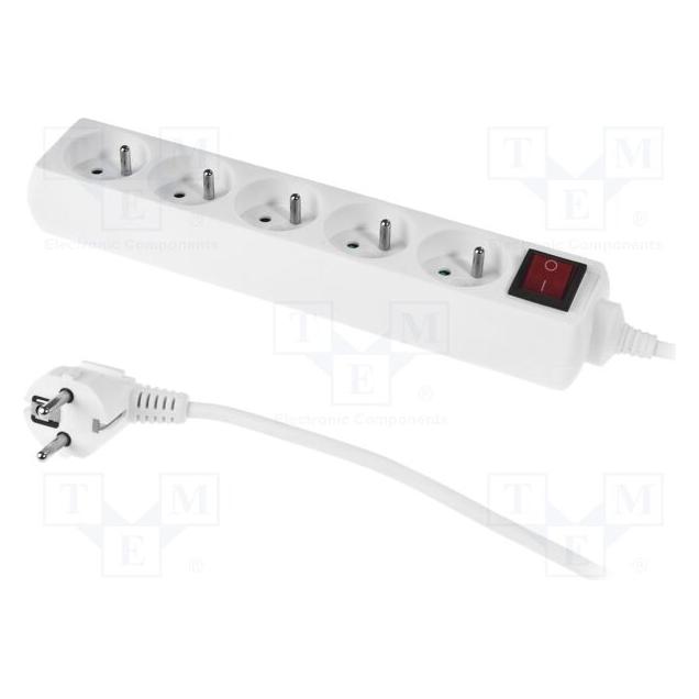 Plastrol Steckdosenleiste PS-570 5 Steckdosen 1,5 m weiss (PS-570 (5x, Typ 13, 1.50 m) (PS-570/1,5)