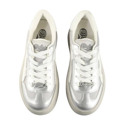 Trainingsschuh BUFFALO "Buffalo CAJO", Damen, Gr. 41, silber, weiß, Polyurethan, Schuhe