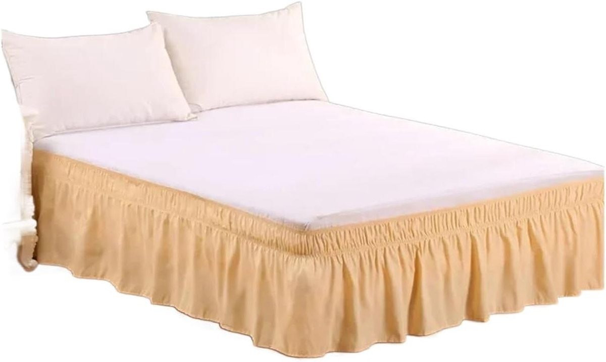 Beige Bedrok met Ruches voor volwassenen - Kingsize 198 x 203 cm