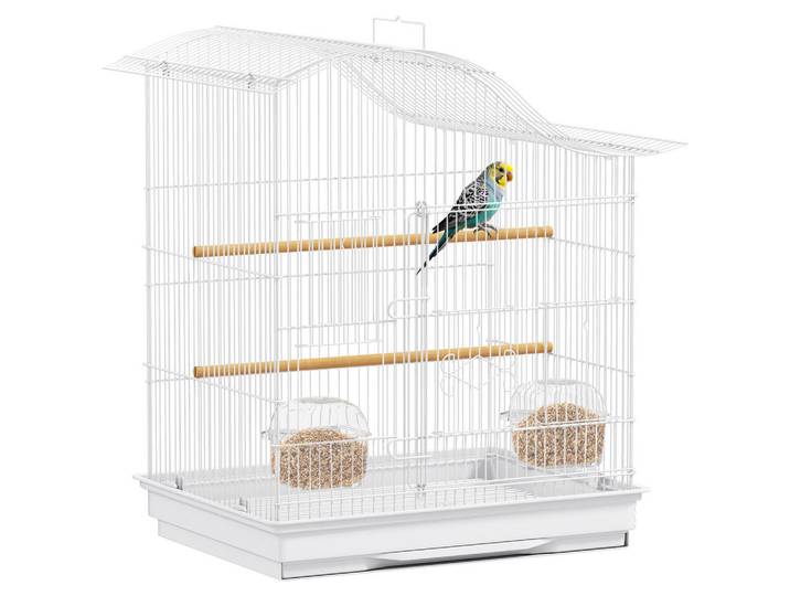 ComfortXL Vogelkäfig De-17840 4 Türen & 2 Sitzstangen Weiß, Metall, 36x54.5x47.5 cm, Dekoration, Gartendeko