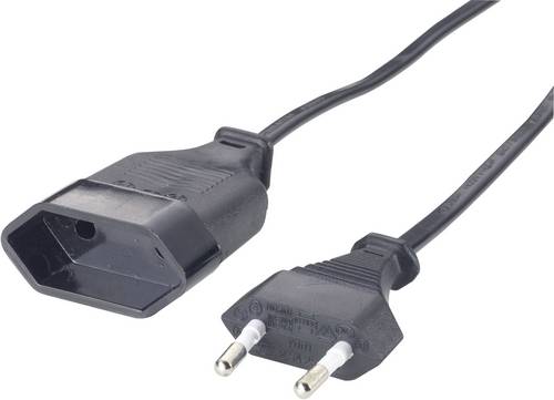 GAO 145605092 Strom Verlängerungskabel Schwarz 2.00m H03VVH2-F 2X 0,75mm²