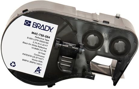 Brady M4C-750-584 etiquetas de plástico preto sobre branco 19,05 mm x 6,10 m