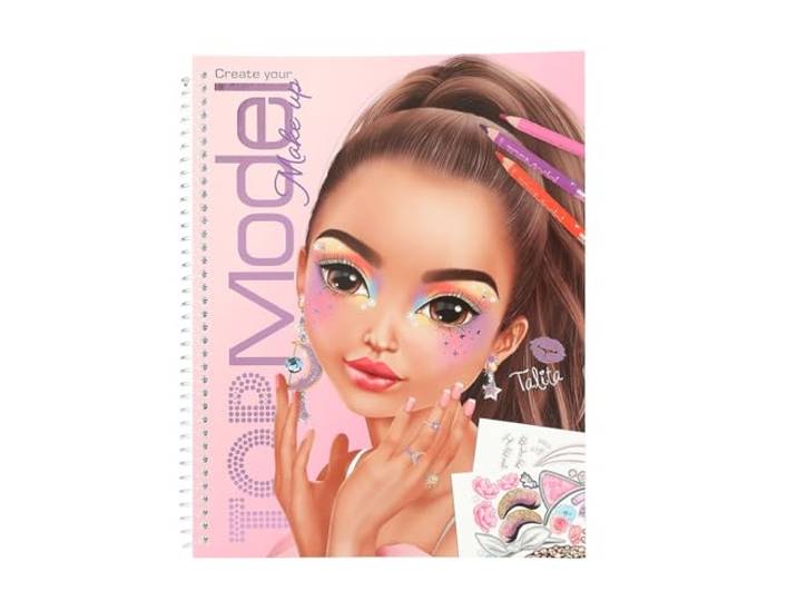 Depesche 13144 Creëer je TOPModel - Make-up kleurboek, met 20 pagina's voor het creëren van schoonheids- en make-up looks, incl. stickervel