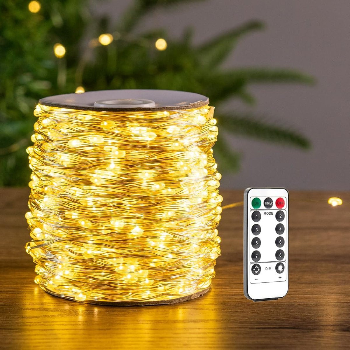 Merkloos Waterdicht Lichtsnoer met 600 LED en Afstandsbediening, 60M, Sfeerverlichting voor Tuin, Terras en Feest