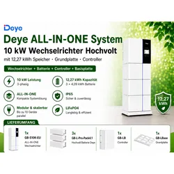 Deye  ALL-IN-ONE  System  10kW  Wechselrichter  Hochvolt  mit  12,27  kWh  Speicher  Grundplatte  Controller