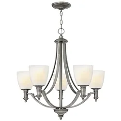Kronleuchter Hängelampe Deckenleuchte Guss-Stahl Glas D 68,6 cm 5 Flammig