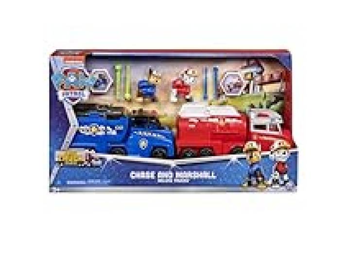 Spin Master MENUDIKOS Équipe Patrouille Canine Camions Chase et Marshall Véhicule à grande échelle avec des figurines inédites de Chase et Marshall Camions de luxe +22 cm À partir de 3 ans