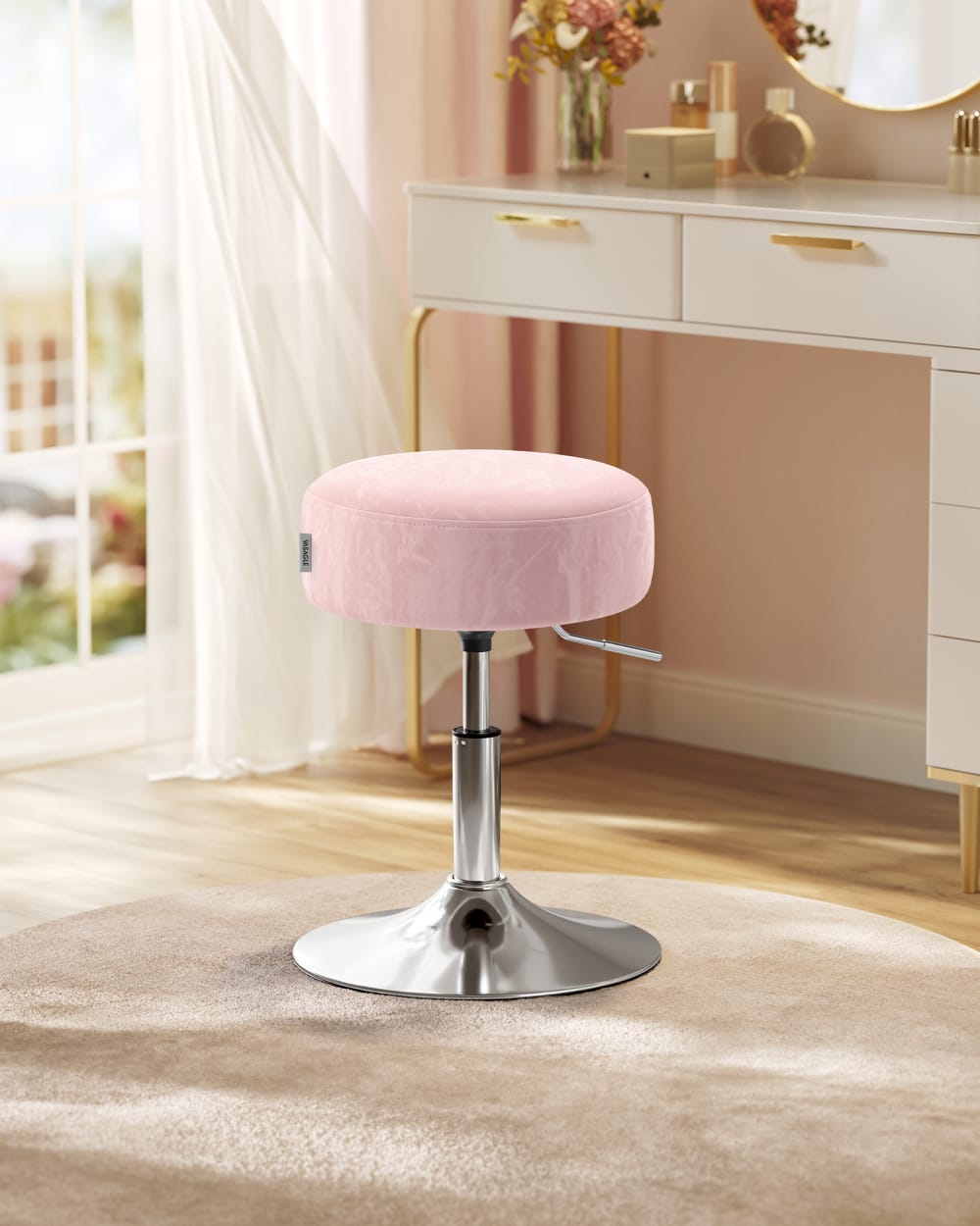 VASAGLE Ensembles de 2 tabourets de coiffeuse réglables rose Rose 38x60x38cm