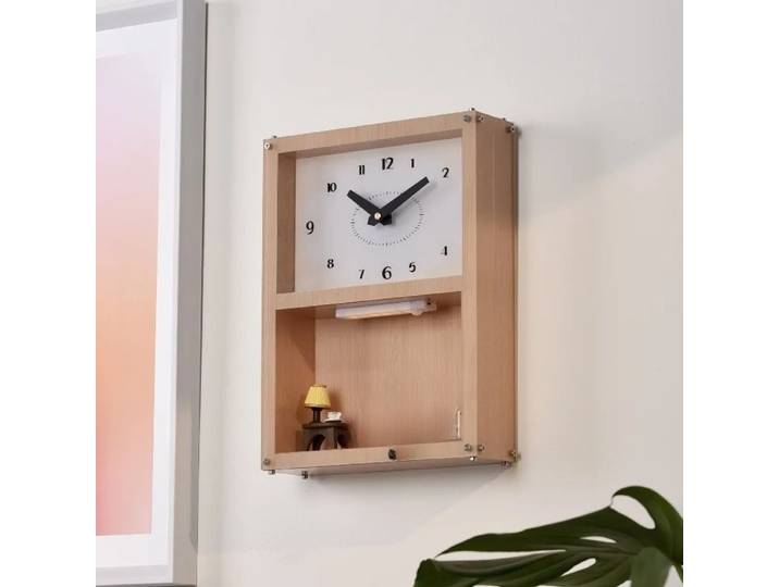 Horloge murale rectangulaire en bois, décoration de salon, boîte de rangement, horloges murales suspendues, horloges de luxe vintage design