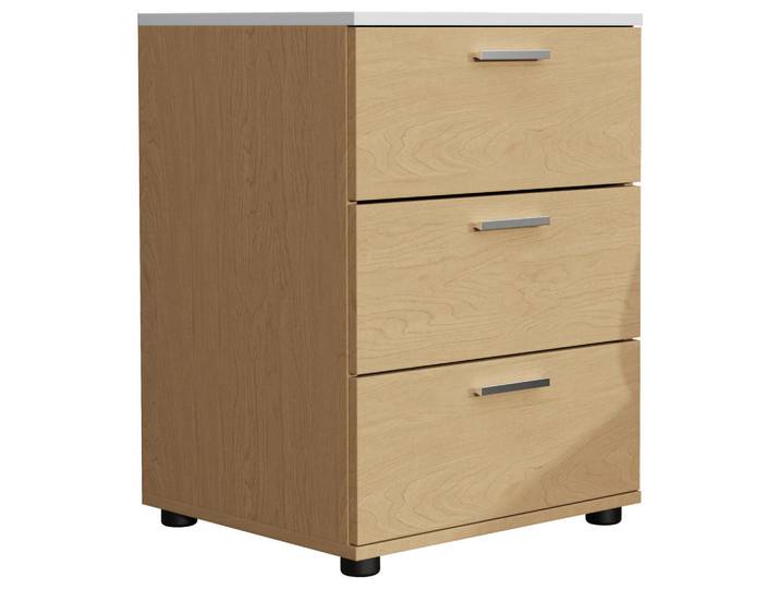 Livetastic Nachttisch, Weiss, Eichefarben, Kunststoff, 3 Schublade(n) Schubladen, 46x59x42 cm, Schlafzimmer, Nachttische