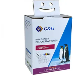 G&G 5x XXL-Druckerpatronen kompatibel zu Brother LC-980 / LC-1100 5er-Pack