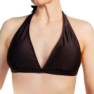 Triangel-Bikini-Top AQUARTI "Bikini Oberteil Damen Bikini Top Oberteil Triangel Neckholder Push Up Padded Zum Binden", Damen, Gr. 40, N-Gr, braun (design 041, zum binden, braun), Obermaterial: 80% Polyamid PA. 20% Elasthan EL., Bikini-Oberteile