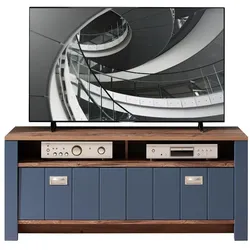 Innostyle, TV Möbel, Dijon TV-Lowboard Holzwerkstoff Parisian Blue/Haveleiche Cognac (147 x 45 x 63 cm)