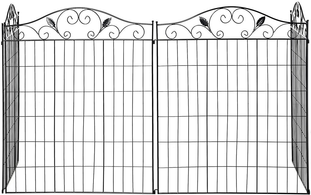 HOMCOM Outsunny Decorative Garden Fence 4 Fence Panels 352cm(L) x 143cm(H) Black 143cm H X 352cm W