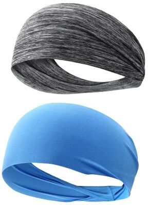 Useful Little Things Men's Athletic Sweat Absorbing Headband For Running, Fitness, And Yoga blue Grey