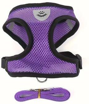Uplifted Finds Escape Proof Breathable Mesh Cat Harness purple s