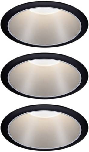 Paulmann 93408 Cole Coin Einbauleuchte 3er Set LED 18W Schwarz, Silber