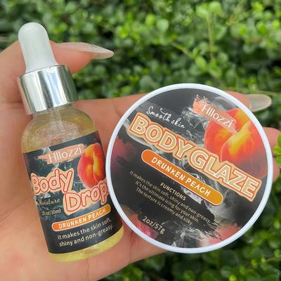 Inspired Finds Strawberry Glow Body Glaze & Oil Hydrating Body Lotion And Massage Oil For Silky, Radiant Skin peach Set