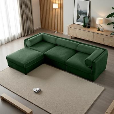 Chenille Modular Sectional Sofa with Cylindrical Backrest