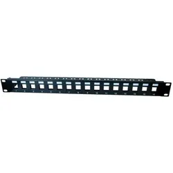 Tecline Modulträger für 16 Keystone -Anschlussbuchsen, 48,30cm (19"), 1 HE Zum Aufbau eines Patchfeldes mit, Serverschrank Zubehör, Schwarz