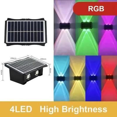 Uplifted Finds Solar LED Wall Lamp Waterproof Outdoor Lighting For Yard Balcony And Garden Decor 4 Led Rgb Light