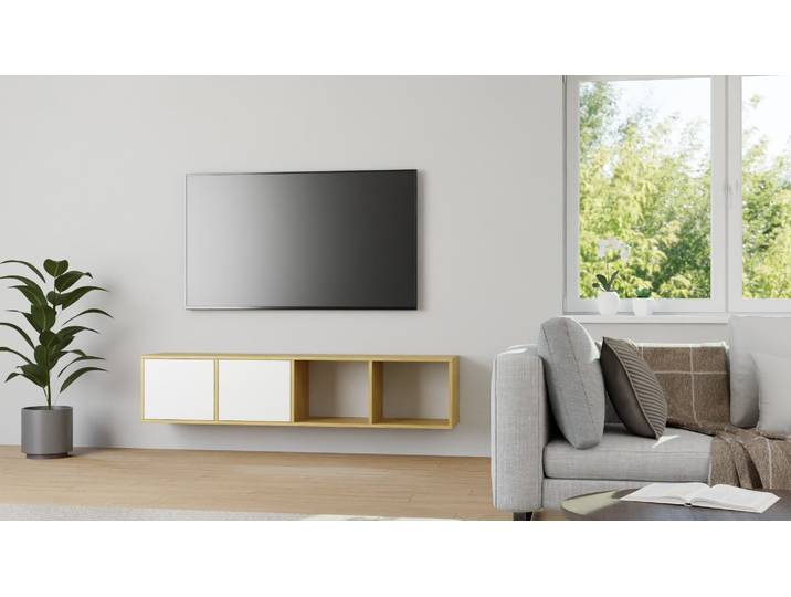 Sideboard mit Wandhalterung – diverse Materialien Eiche Natur geölt