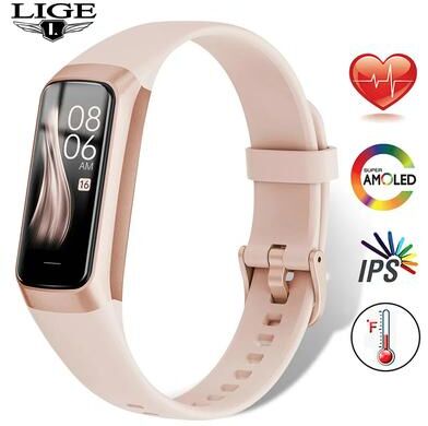 Daily Deals Depot Amoled Smart Watch Smartwatch, Sport Fitness Tracker For Women, Waterproof Heart Rate Blood Monitor Connected Bracelet black