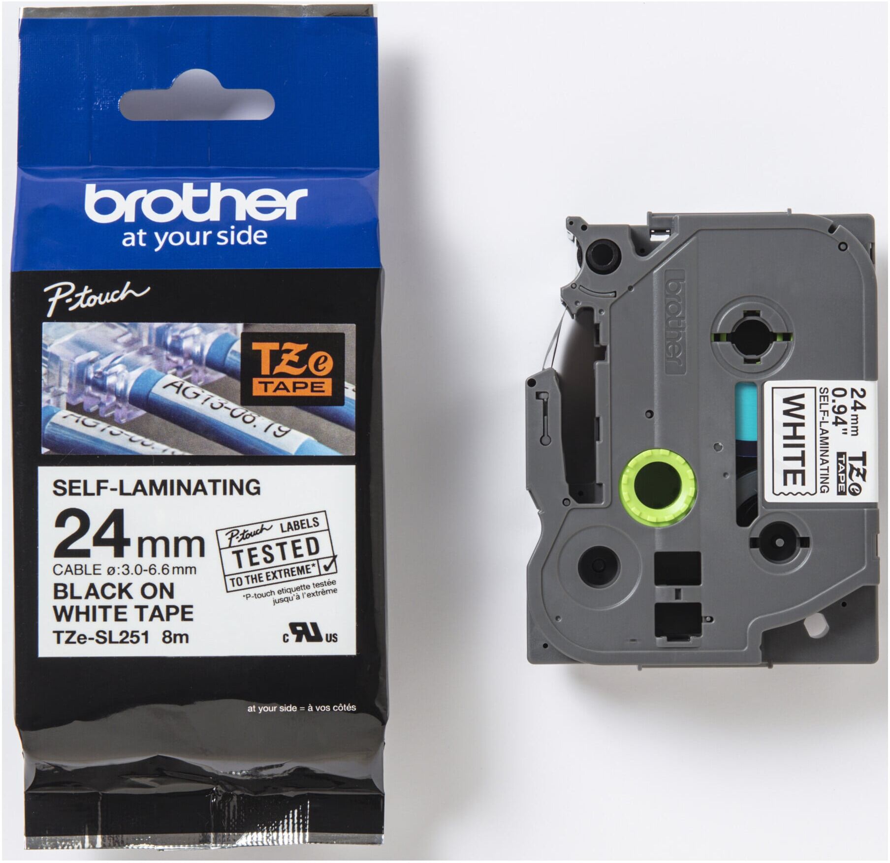 Brother Schriftband TZe-SL251 24mm weiß/schwarz selbstlaminierend 8m (TZESL251)