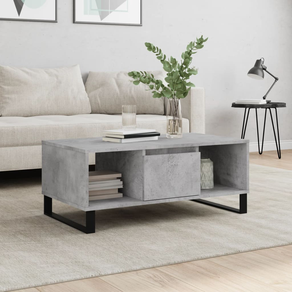Borough Wharf Aldrik Sled Coffee Table with Storage Concrete Grey