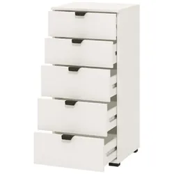 Dmora Mainarda - Kommode, 45x40x95h cm Weiß, 5 Schubladen