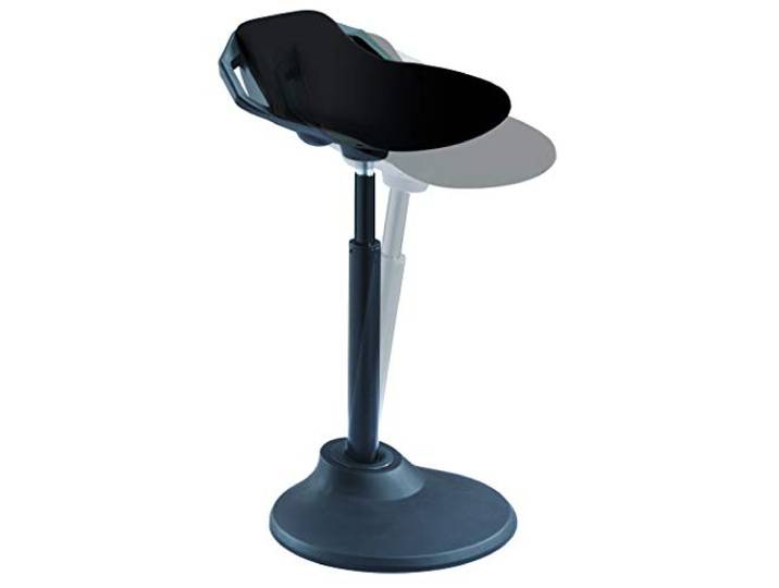 ALBA Tabouret ergonomique Flexy Noir en acier et polypropylène\, assise tissu\, Base ABS L43 x H25 x H44 cm