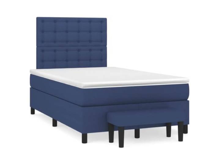 KKgypkn Boxspringbett mit Matratze Blau Stoff 120x190 cm, Taschenfederkernmatratze inklusive, höhenverstellbares Kopfteil, mittelharte Stützkraft, atmungsaktiv und langlebig