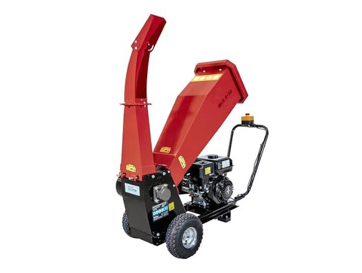 Güde Gartenhäcksler GH 5.6-50 (4-Takt Benzinmotor 4,1/5,6 (kW/PS), max. 3600 1/min, Hubraum 212 cm³, Leichtstart, max. 50 mm Aststärke, Spritzschutz, Notausschalter, luftbereifte Räder)