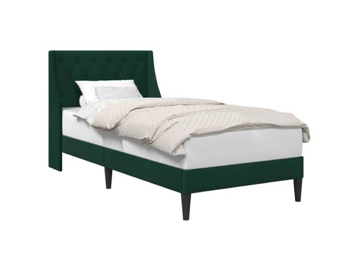 KKgypkn Samtbett Dunkelgrün 100x200 cm Bettgestell mit Kopfteil, modernes Design aus Samt und Sperrholz, inklusive Lattenrost und gedrehten Beinen
