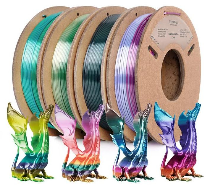 Selius Silk Rainbow PLA-filament 1,75 mm, 4 x 0,25 kg/spoel