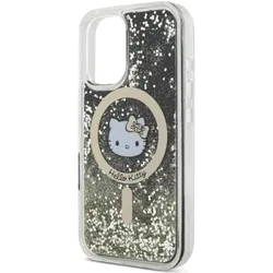 Hello Kitty HKHMP16SLGDIK iPhone 16 6.1" czarny złoty/black gold hardcase Liquid Glitter Fever MagS (Apple iPhone 16), Smartphone Hülle, Gold, Schwarz