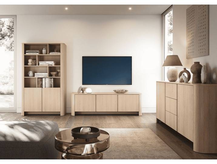 Wohnzimmer-Set Wohnzimmer Set – BARI – Eiche Vicenza