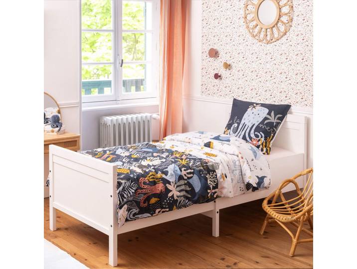 Parure de lit coton imprimé marin 140x200 cm bleu
