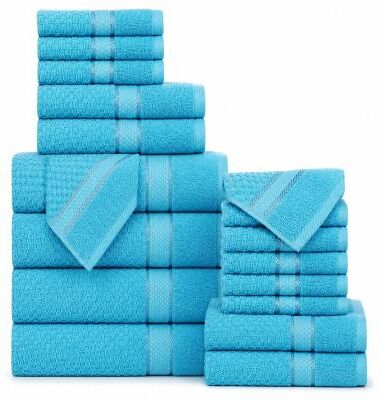 Ample Decor Ultra Soft Cotton Popcorn Textured Towel Set of 18 - 4 Bath/10 Washcloths/4 Hand
