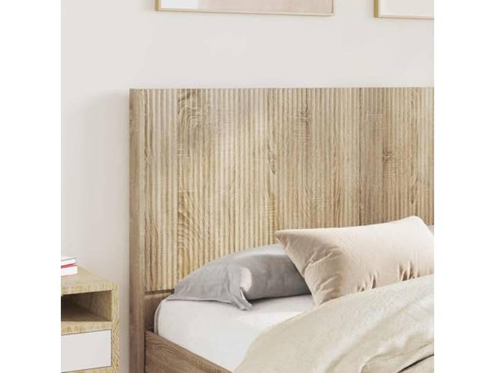KTHLBRH Bettgestell mit Kopfteil Eiche Sonoma Technisches Holz, Lattenrost, seitlicher Behälter, 120 x 190 cm